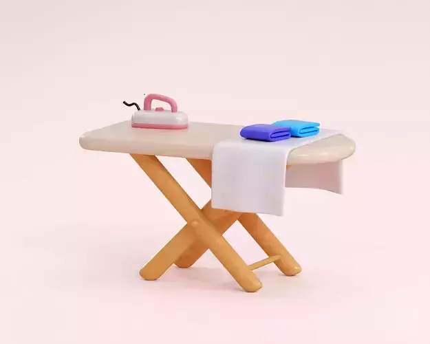 Clothes Iron on Ironing Board 