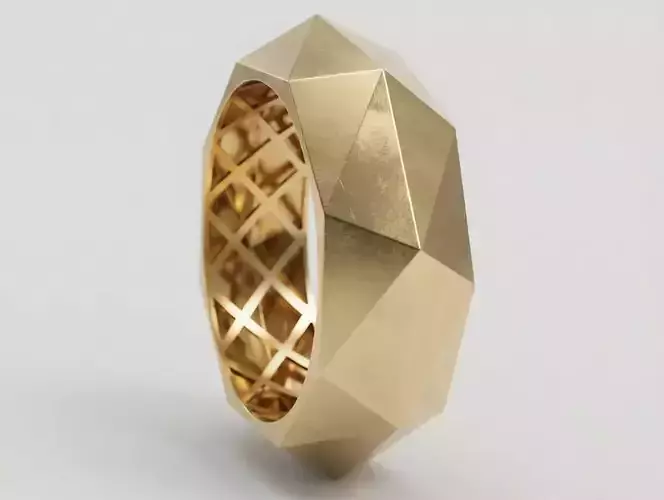 Faceted Ring 4 Sizes STL for Jewelry Casting 3D 