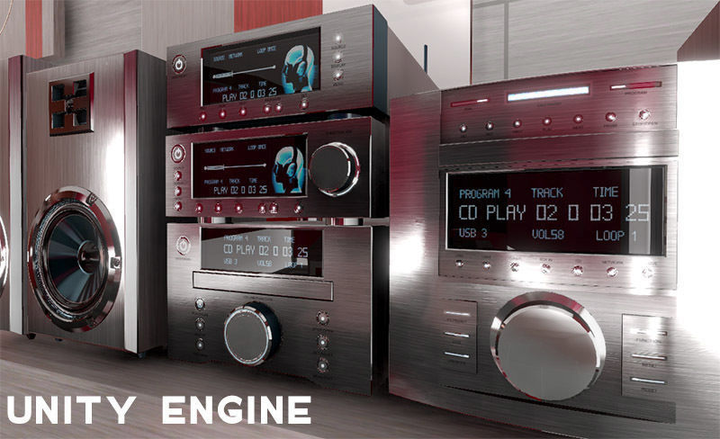 HI-FI mini audio components Low-poly 3D model_16