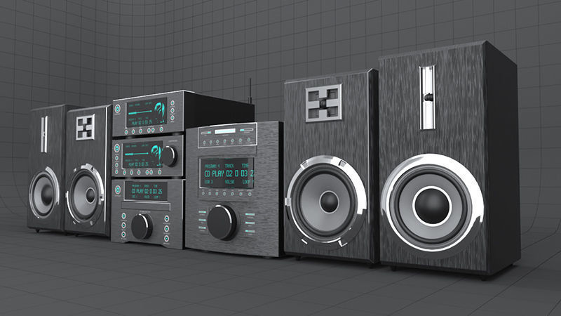 HI-FI mini audio components Low-poly 3D model_2