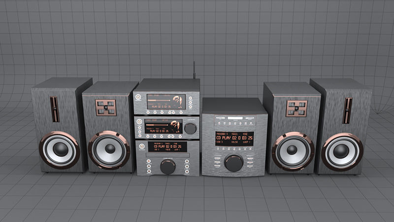 HI-FI mini audio components Low-poly 3D model_3