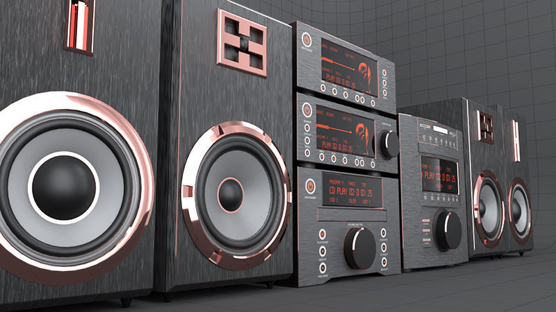 HI-FI mini audio components Low-poly 3D model_4
