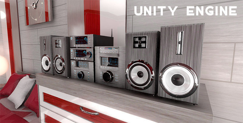 HI-FI mini audio components Low-poly 3D model_10