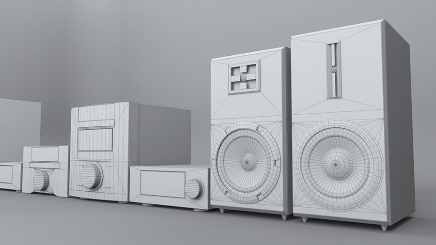 HI-FI mini audio components Low-poly 3D model_8