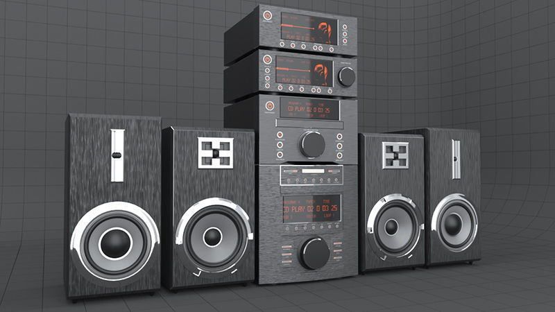 HI-FI mini audio components Low-poly 3D model_5