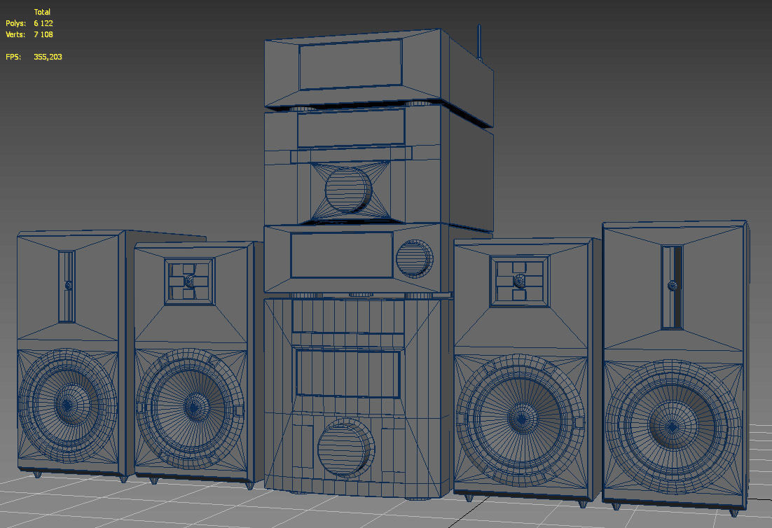 HI-FI mini audio components Low-poly 3D model_12