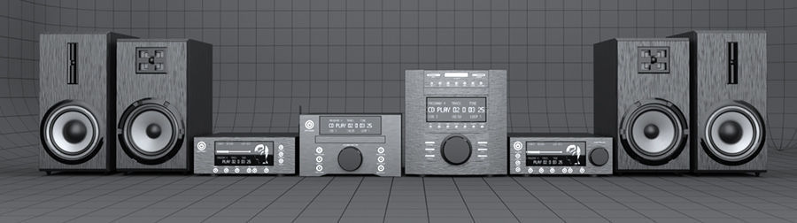 HI-FI mini audio components Low-poly 3D model_1