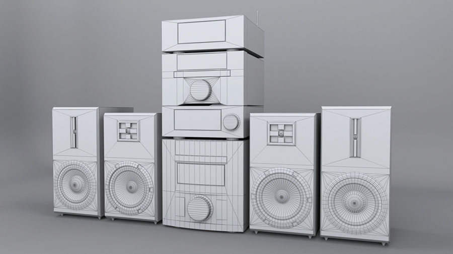 HI-FI mini audio components Low-poly 3D model_9