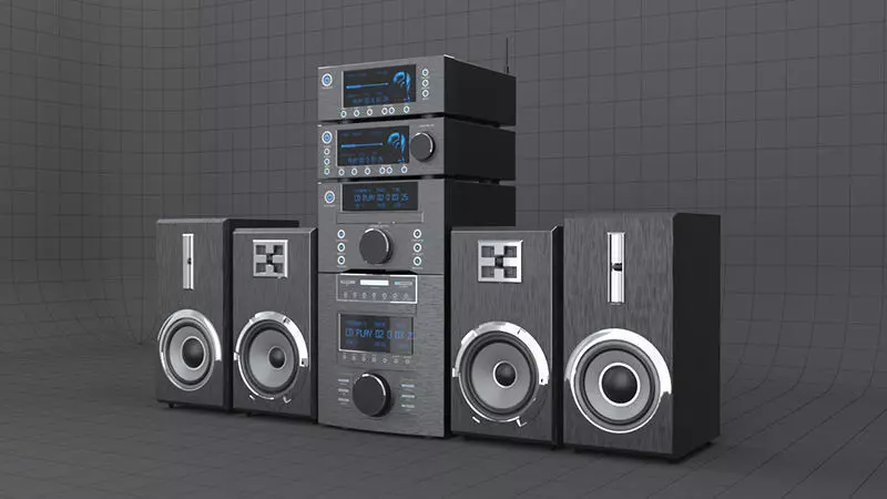 HI-FI mini audio components Low-poly 3D model_0