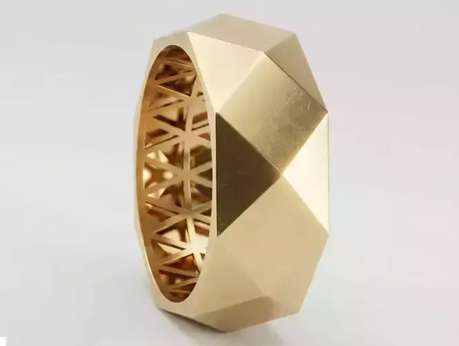 Faceted Ring 4 Sizes STL for Jewelry Casting 3D 