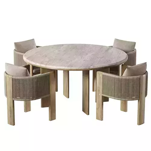 Palm Beach Teak Dining chair and Circel Dining Table