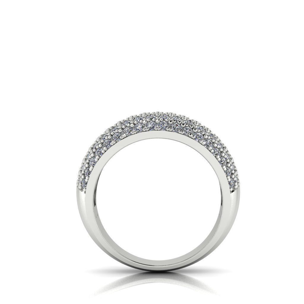 W Ring 3 engagement with pave diamonds 3D print model_2