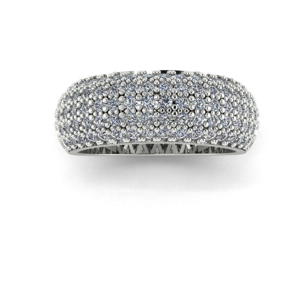 W Ring 3 engagement with pave diamonds 3D print model_4