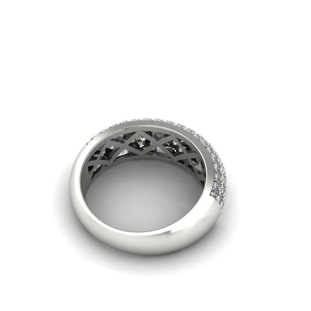 W Ring 3 engagement with pave diamonds 3D print model_1
