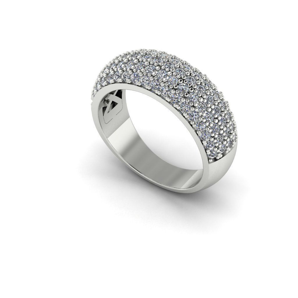 W Ring 3 engagement with pave diamonds 3D print model_3