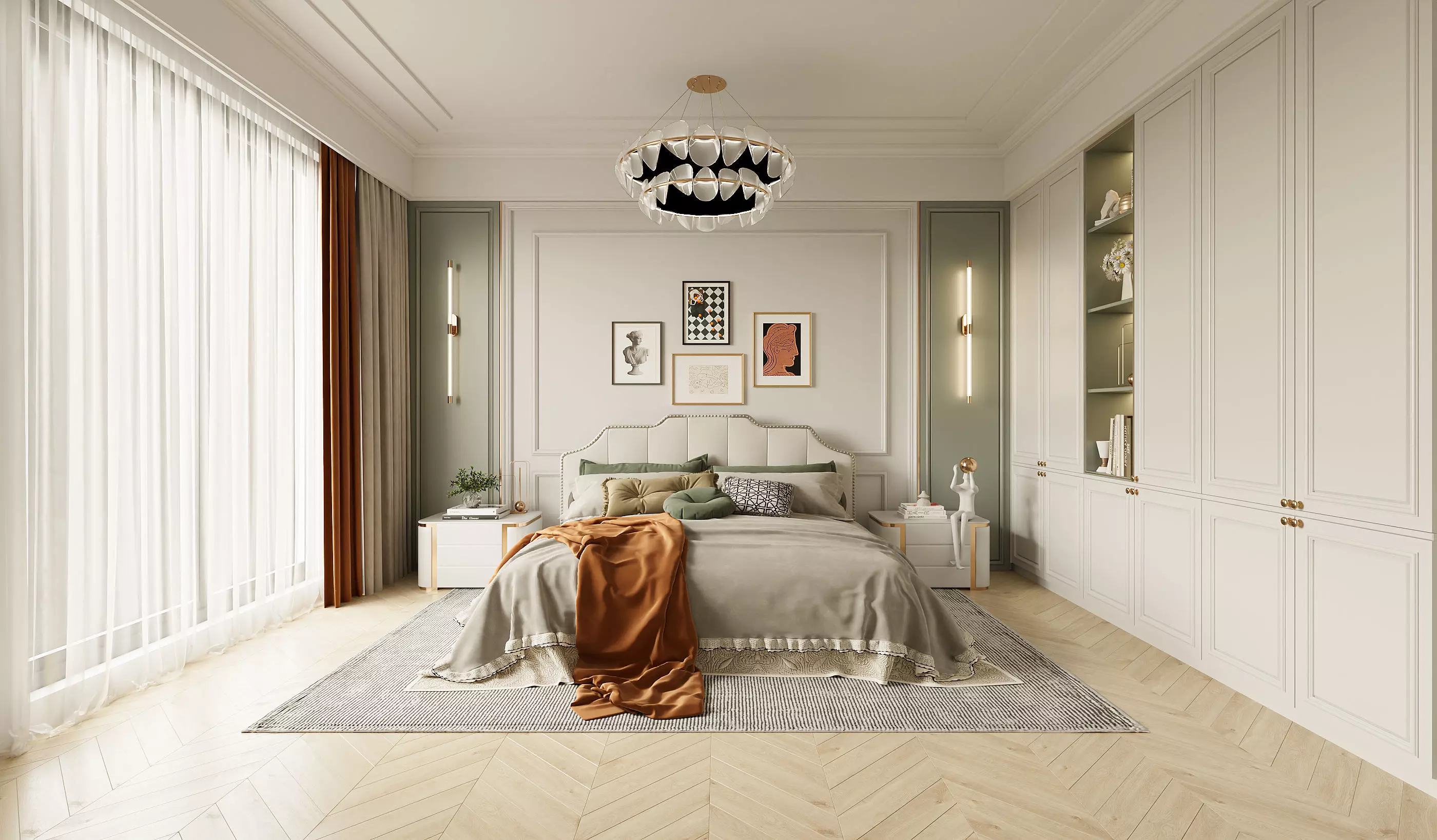 American style retro bedroom 3D model 3D model