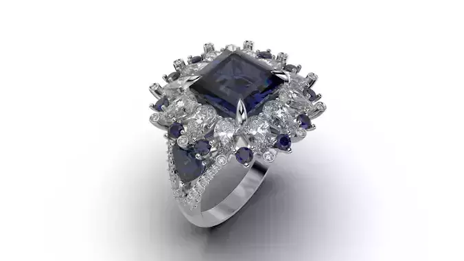 Royal blue sapphire damond ring all sizes R63