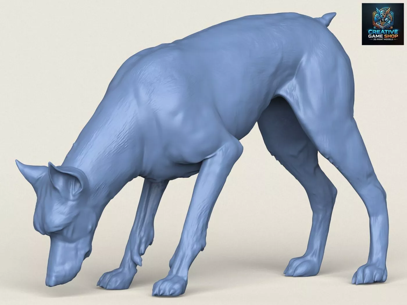 Doberman Dog Eating 3D print model