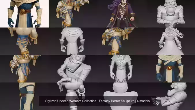 Stylized Undead Warriors Collection - Fantasy Horror Sculpture