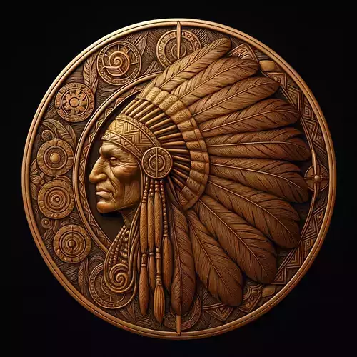 Native American chief medallion relief choin pendant