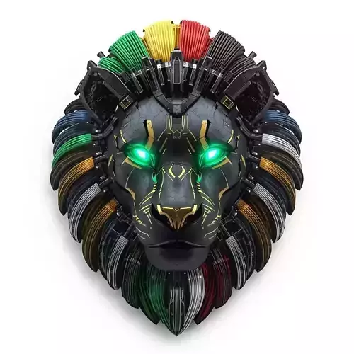  Mechanical Lion Head Emblem 3D Model South Africa