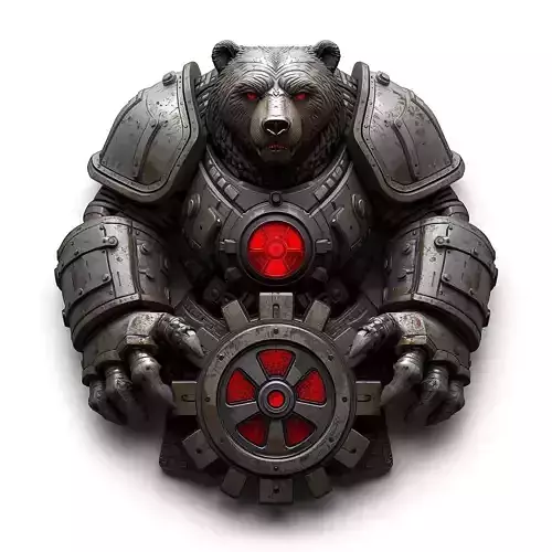 Heavy Industrial Russian Bear Emblem 3D Model Russia