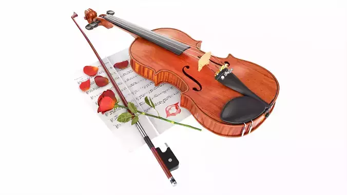 Violin romantic composition 3D model