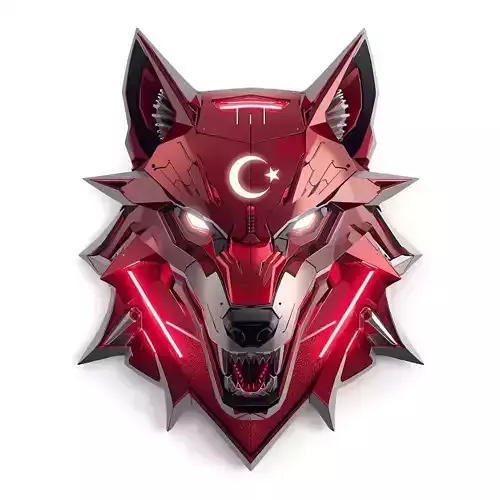 Sleek Cyber-Wolf Head Emblem 3D Model Turkey