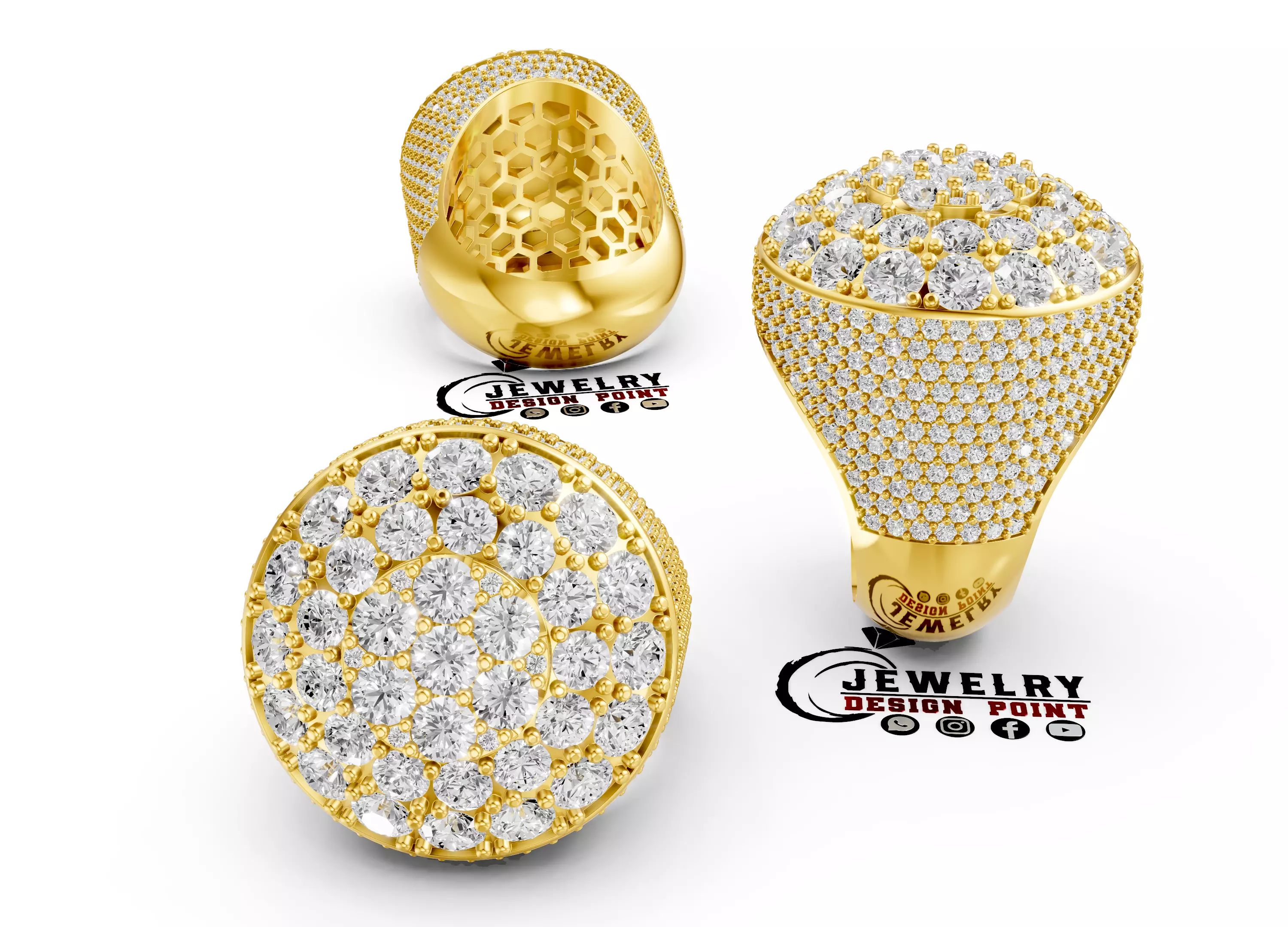Custom Pointer Diamond Pinky Ring - Champions Ring - Iceout Ring 3D print model