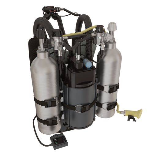 Rebreather scuba diving backpack with two tanks 3D model