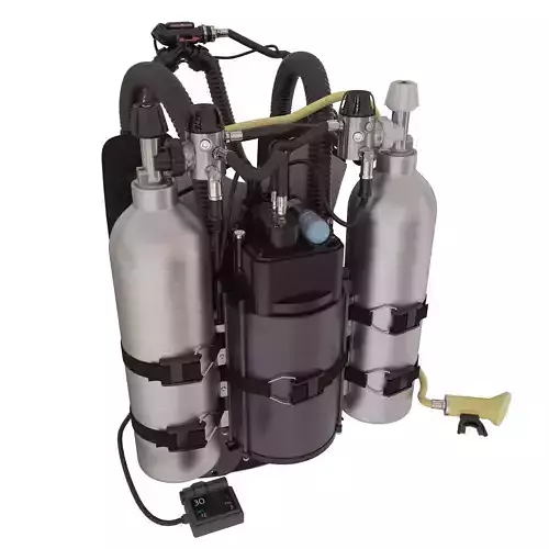 Rebreather scuba diving backpack with two tanks