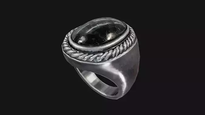 Ornamental Signet Ring 3D Model  Game-Ready 