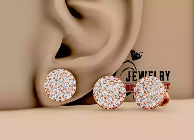 Custom Mosaics Setting Diamond Studs - Iceout Men Earring 