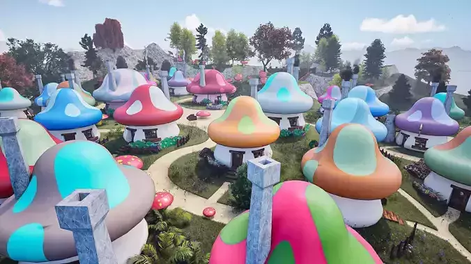 Mushroom Cartoon Village Assets Pack