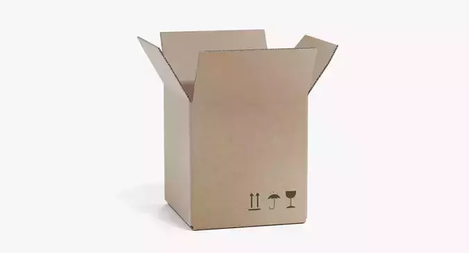 Cardboard Box V2 - Parcel Package with Symbols - Rigged 3D model