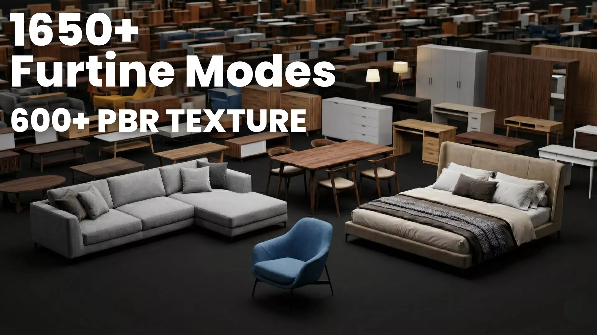 1650 Furniture Models 600 PBR Textures 3D model