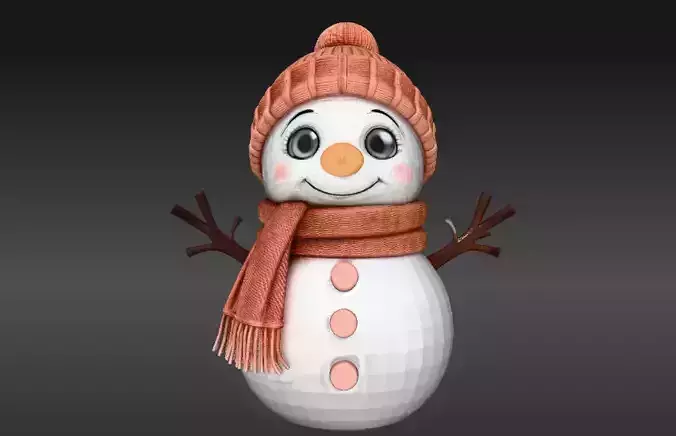 Cute Snowman Buddy Adorable Winter Mini Figurine 3D Model Print 3D print model
