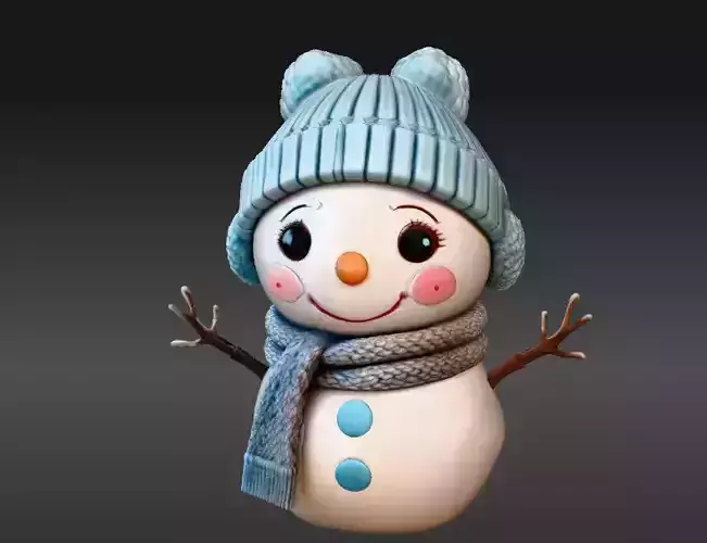 Snowman Buddy Adorable Winter Mini Figurine 3D Model