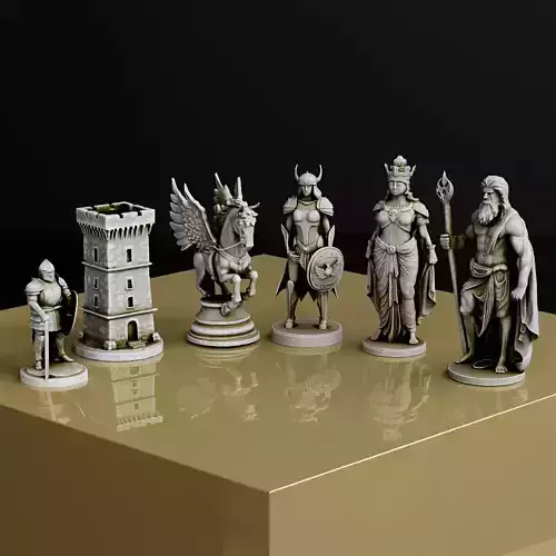 Olympus Gods Chess Pieces  Poseidon Athena Pegasus Ancient Greek