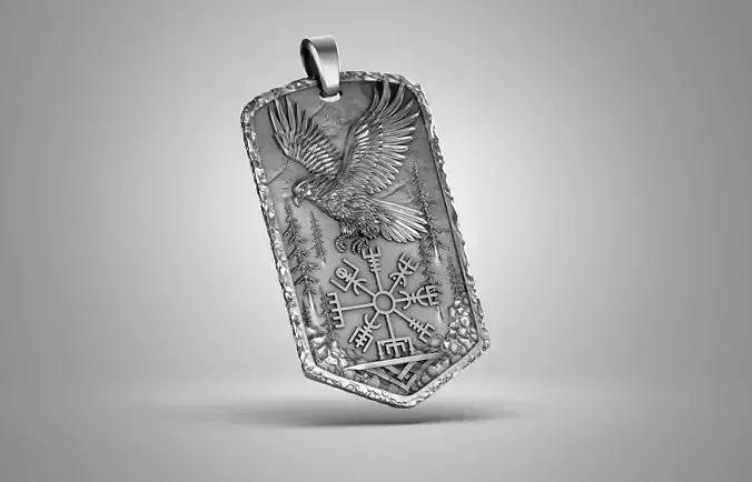 Falcon of Freedom with Vegvisir Pendant 3D print model