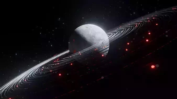 Sci-Fi Ringed Planet 3D Model Space Environment Asset Low-poly 3D model