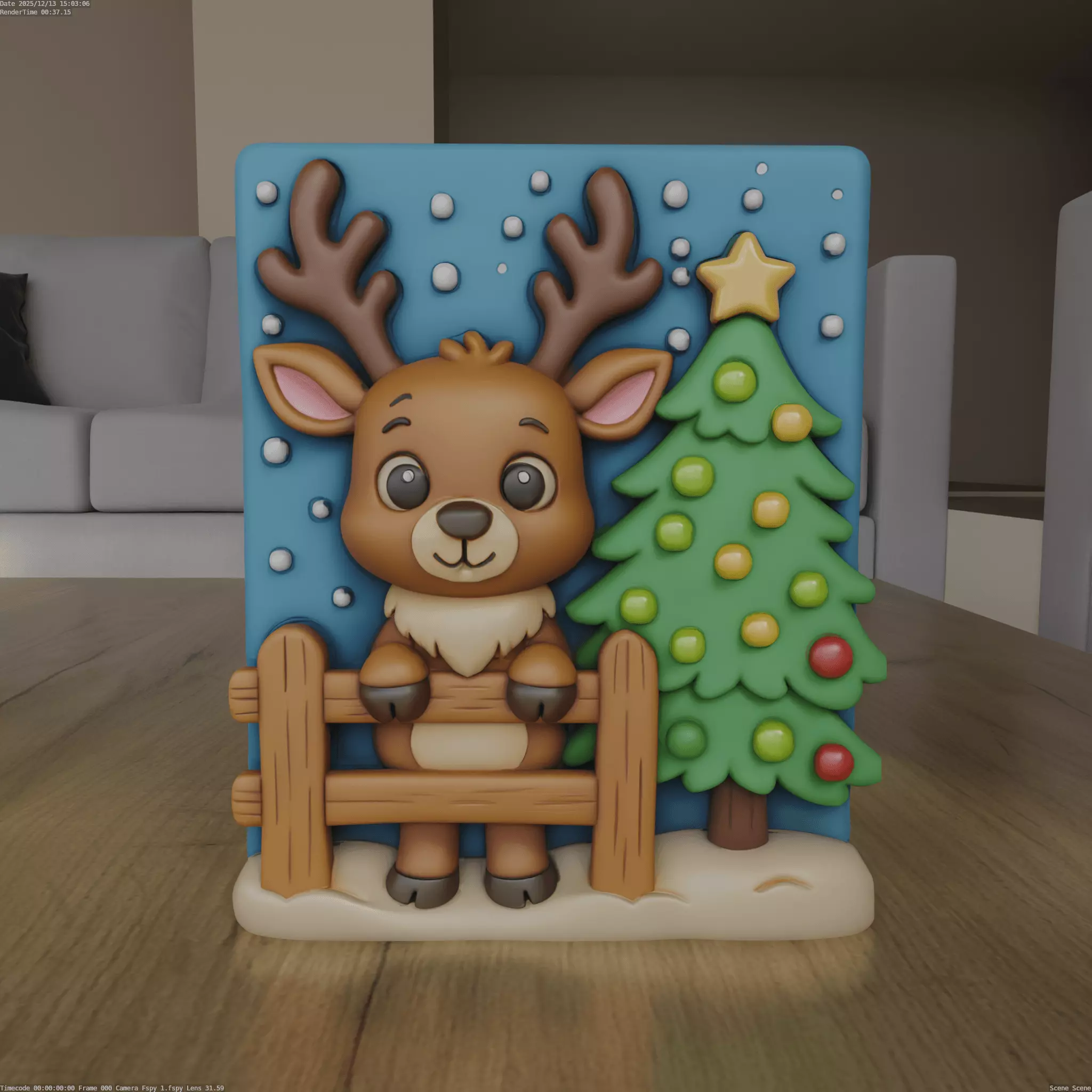 Cute Reindeer Christmas Tree Decor STL 3D print model