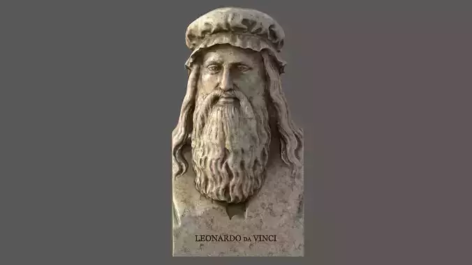 leonard de vinci statue sculpture portrait 3d model