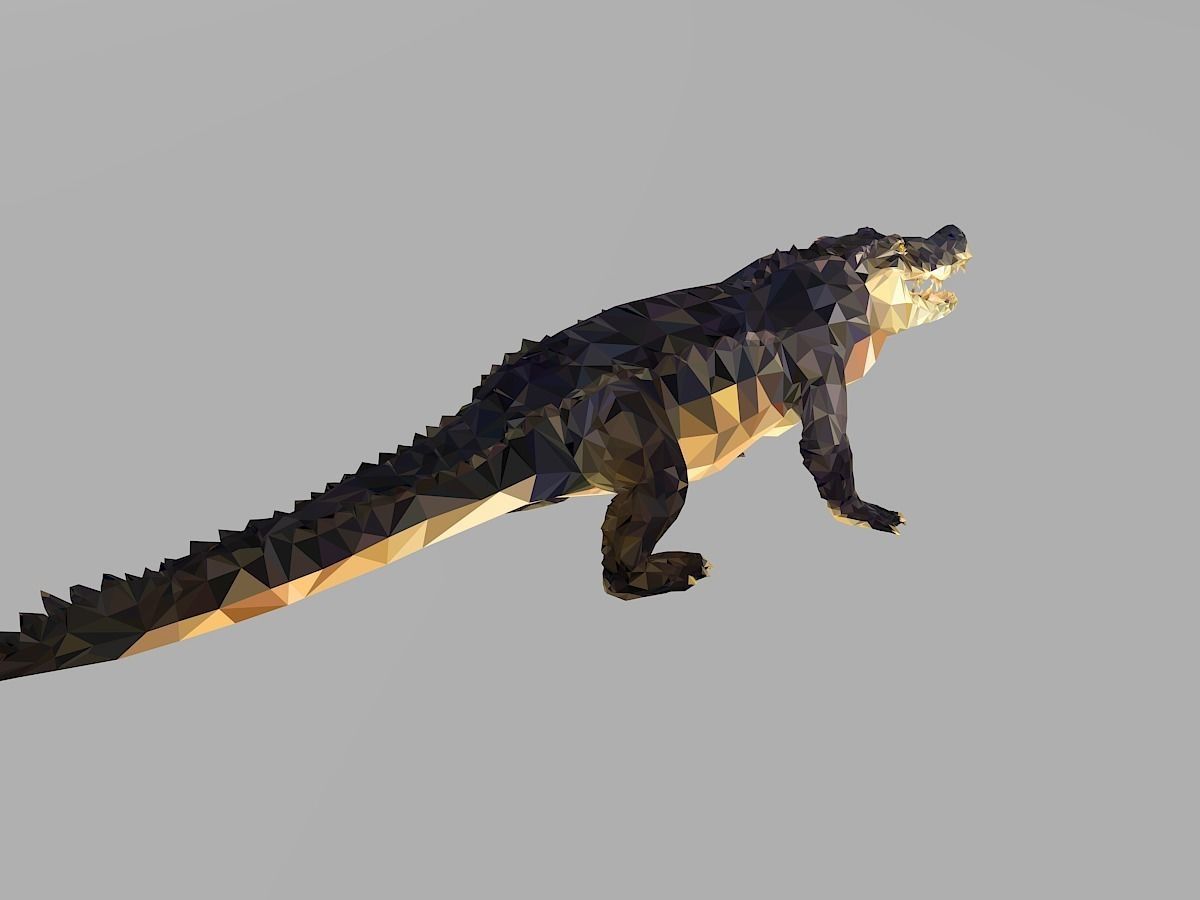 Crocodile Low Polygon Art Reptile Animal Low-poly 3D model_24