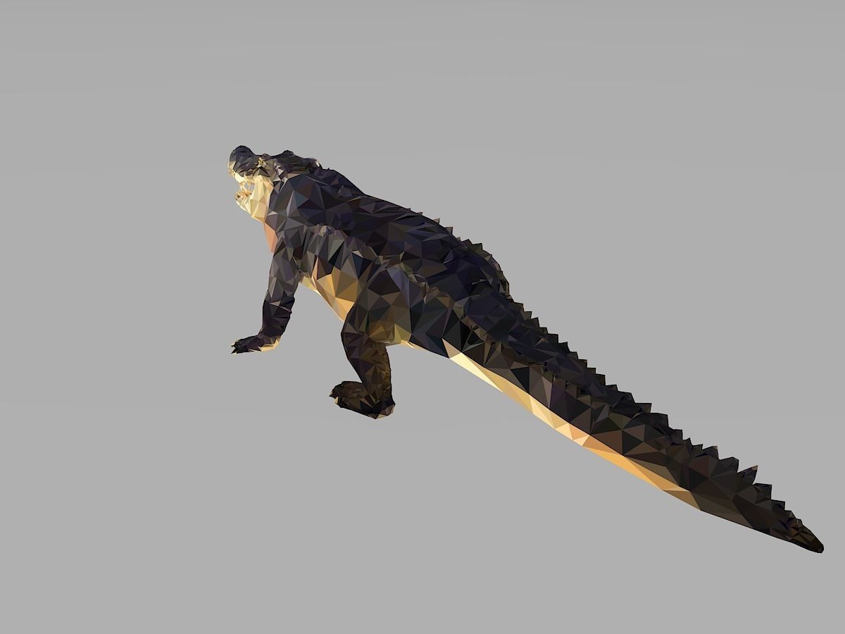 Crocodile Low Polygon Art Reptile Animal Low-poly 3D model_16
