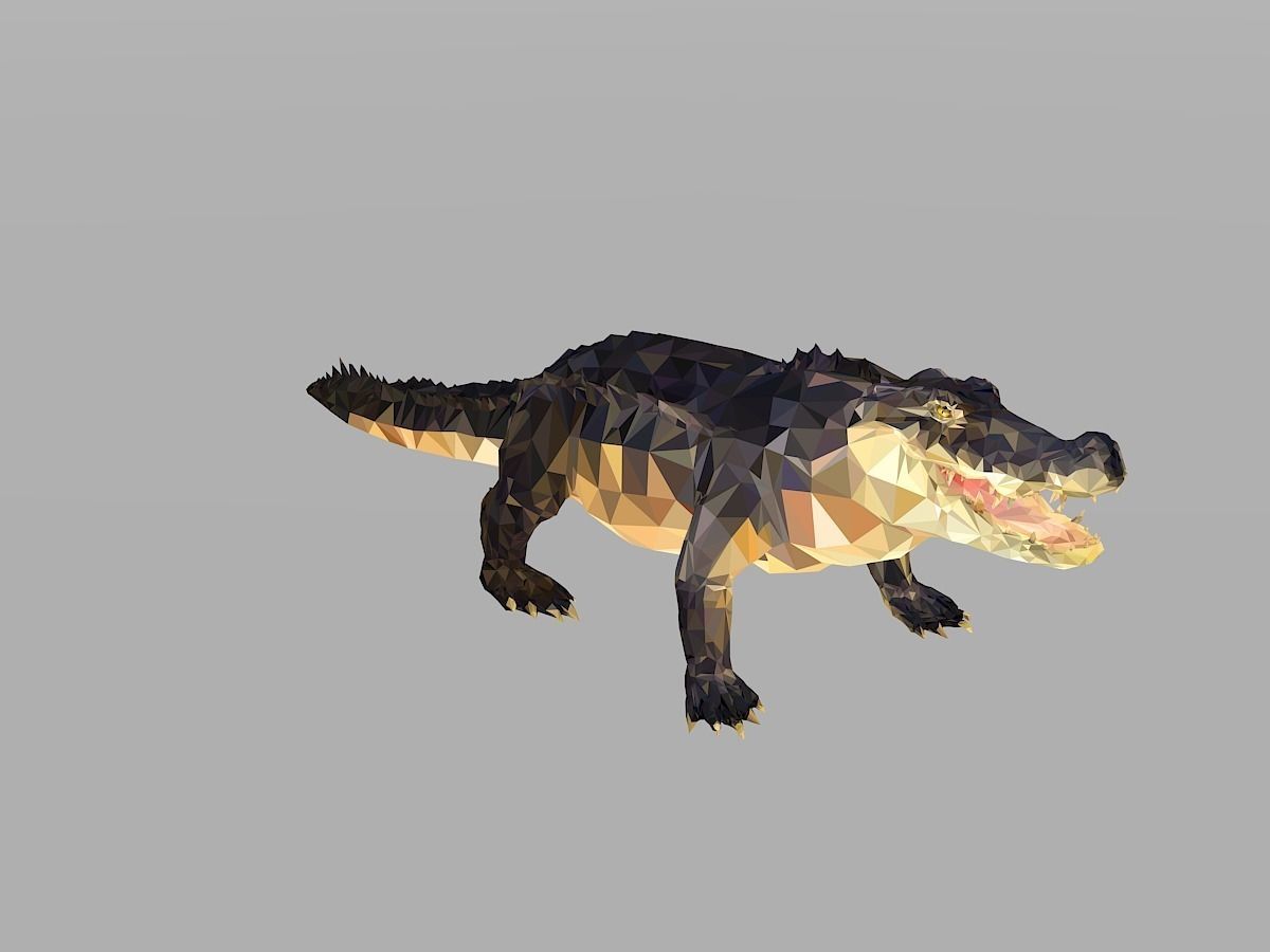 Crocodile Low Polygon Art Reptile Animal Low-poly 3D model_30