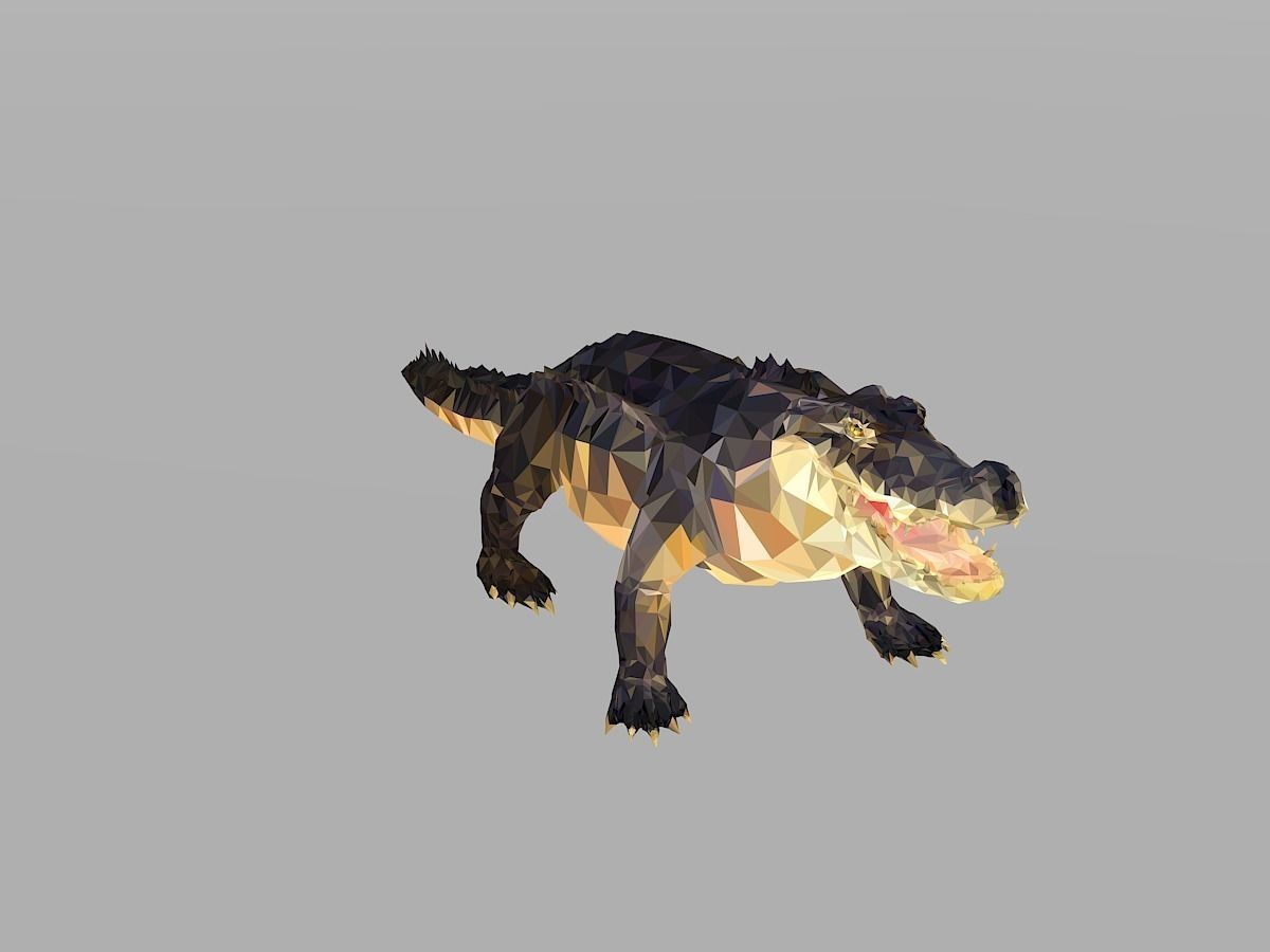 Crocodile Low Polygon Art Reptile Animal Low-poly 3D model_2