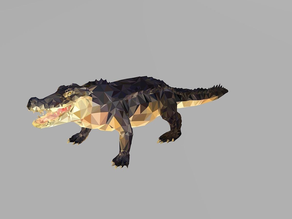 Crocodile Low Polygon Art Reptile Animal Low-poly 3D model_6