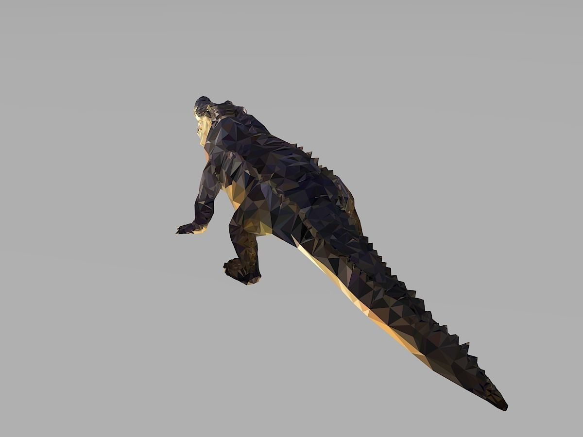 Crocodile Low Polygon Art Reptile Animal Low-poly 3D model_17