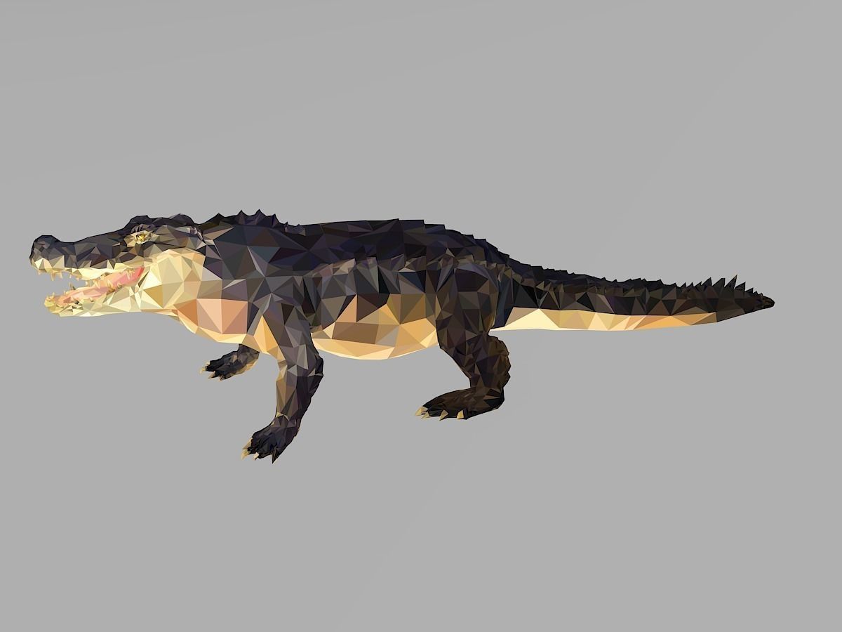 Crocodile Low Polygon Art Reptile Animal Low-poly 3D model_11